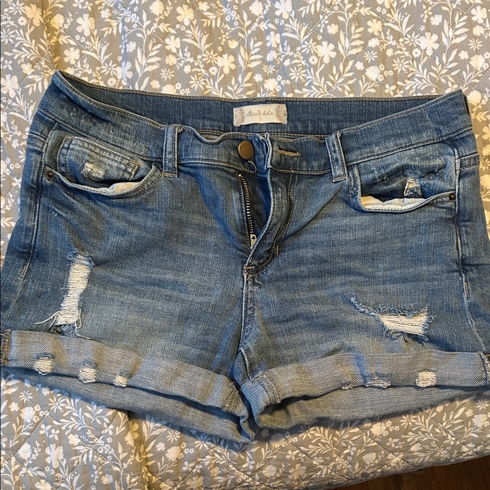 Altar'd State Distressed Blue Jean Shorts